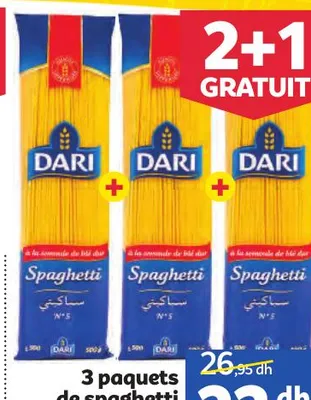 3 paquets de spaghetti Dari 500g