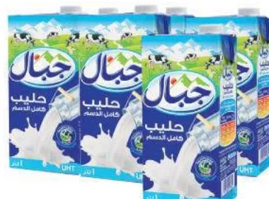 6 briques de lait entier UHT Jibal 1L