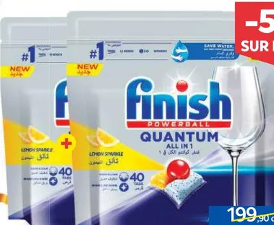 2 paquets de 40 tablettes lave vaisselle Finish Quantum all in 1 citron