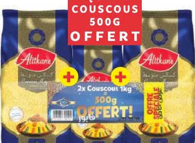 2 paquets de couscous moyen Al Itkane 1kg