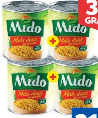 4 boites de maïs Mido 1/4