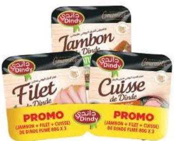 3 paquets de tranches de dinde Dindy 80g