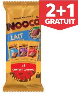 3 tablettes de chocolat Nooco 95g