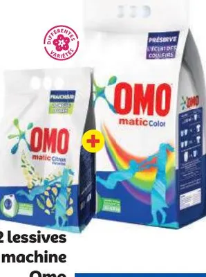 2 lessives machine Omo 5,5kg + 2kg