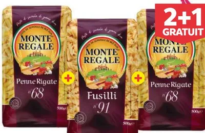 3 paquets de pâtes courtes Monte Regale 500g