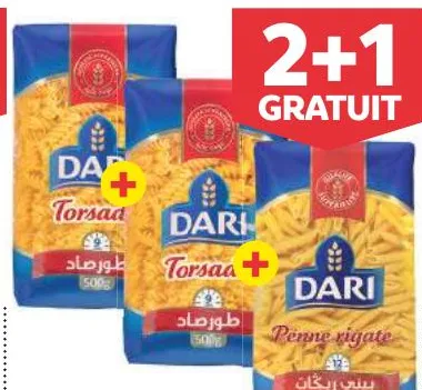 3 paquets de pâtes courtes Dari 500g