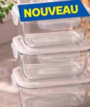 3 boites de conservation en verre avec couvercle à clips