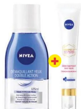 Démaquillant yeux double action Nivea 125ml + crème 30ml